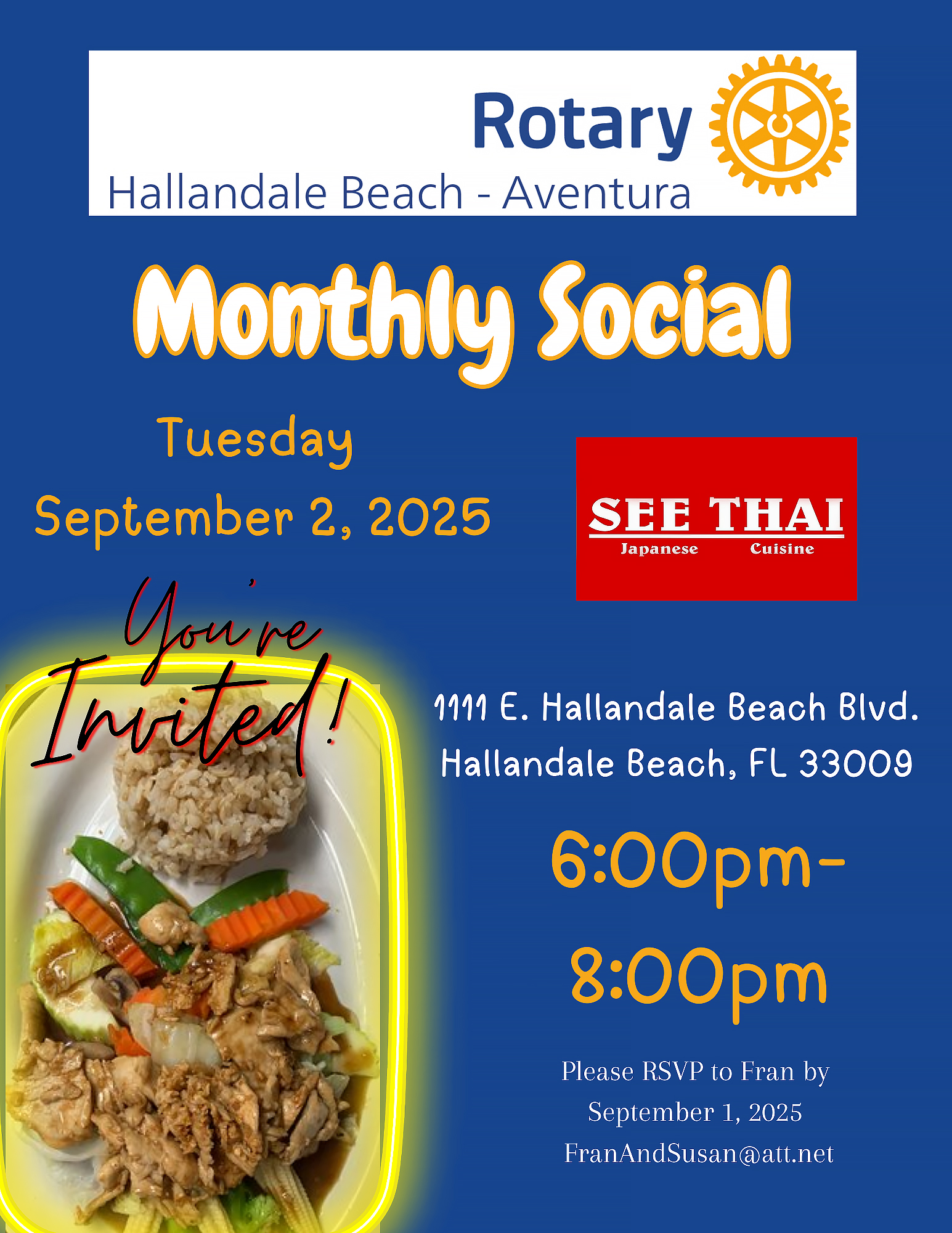 Monthly Social: Tue., Sep 2nd @ 6:00 PM
